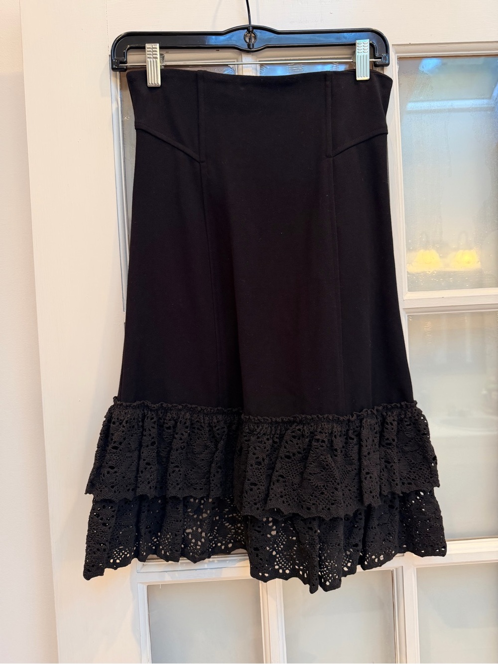 Betsey Johnson Steampunk Lace Ruffle Trumpet High Waist Tiered Skirt Size 6 NWT